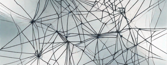 A complex web of interconnected lines and shapes